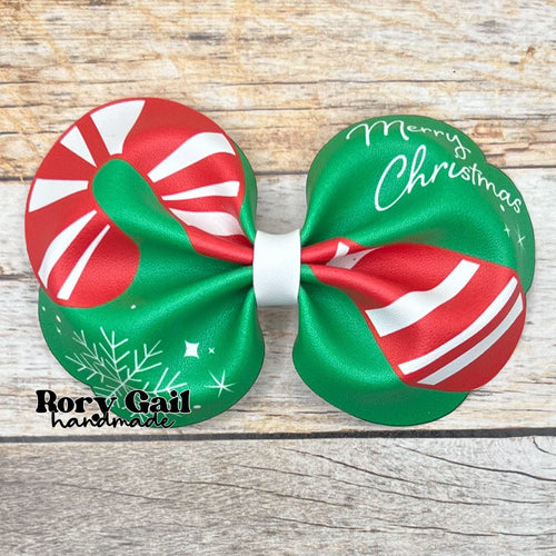 Rory Gail Handmade Merry Christmas Candy Cane Pinch Bow