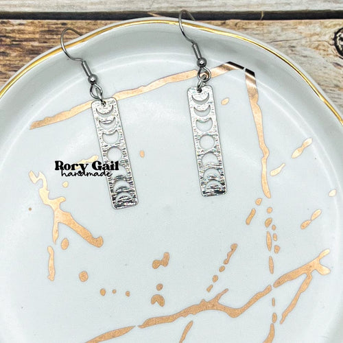 Rory Gail Handmade Moon Phases Metal Bar Earrings