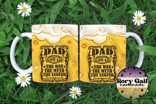 Rory Gail Handmade Mugs 3D Inflated Dad Beer 11oz Ceramic Mug