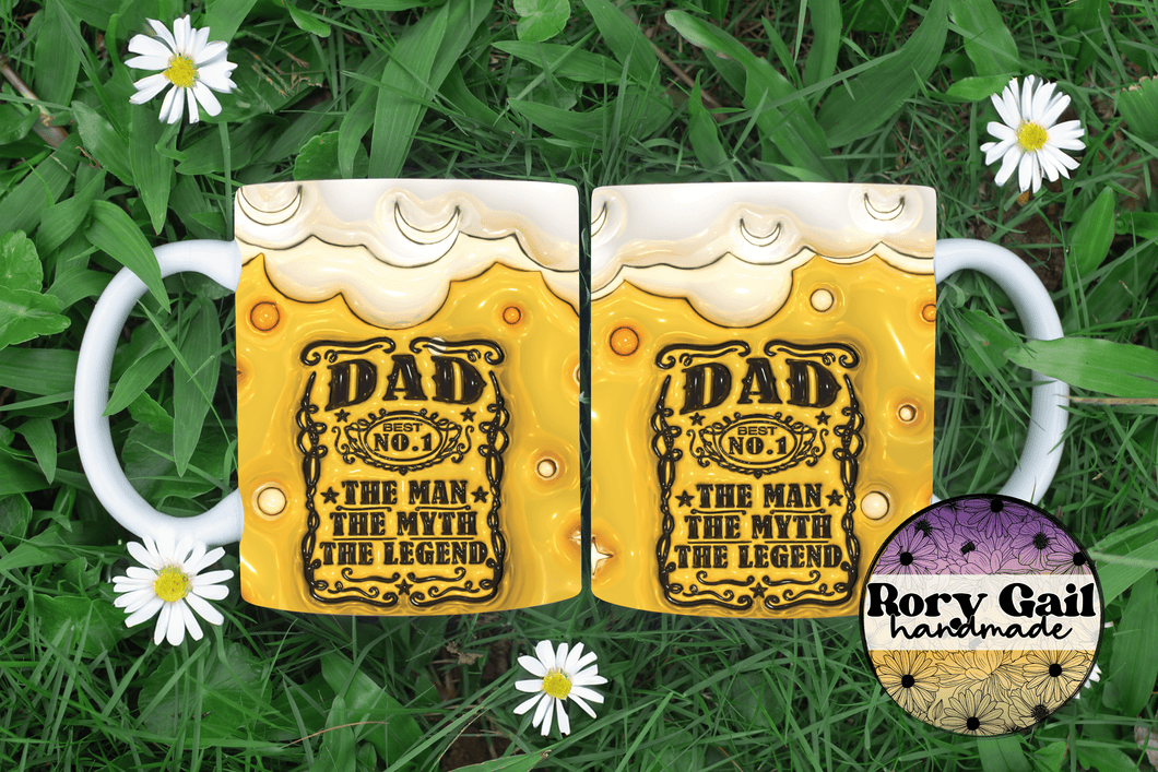 Rory Gail Handmade Mugs 3D Inflated Dad Beer 11oz Ceramic Mug