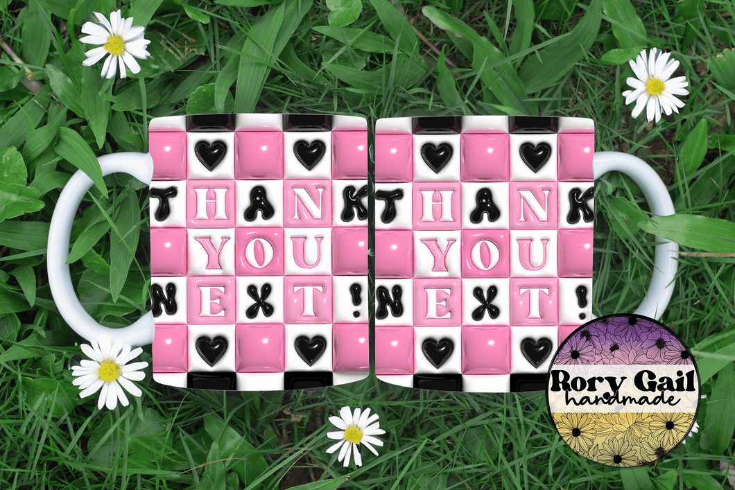 Rory Gail Handmade Mugs 3D Inflated Thank You Next 11oz Ceramic Mug