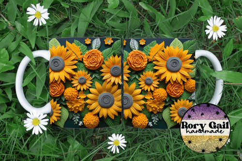 Rory Gail Handmade Mugs 3D Sunflowers 11oz Ceramic Mug