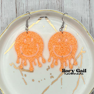 Rory Gail Handmade Orange Drippy Acrylic Earrings