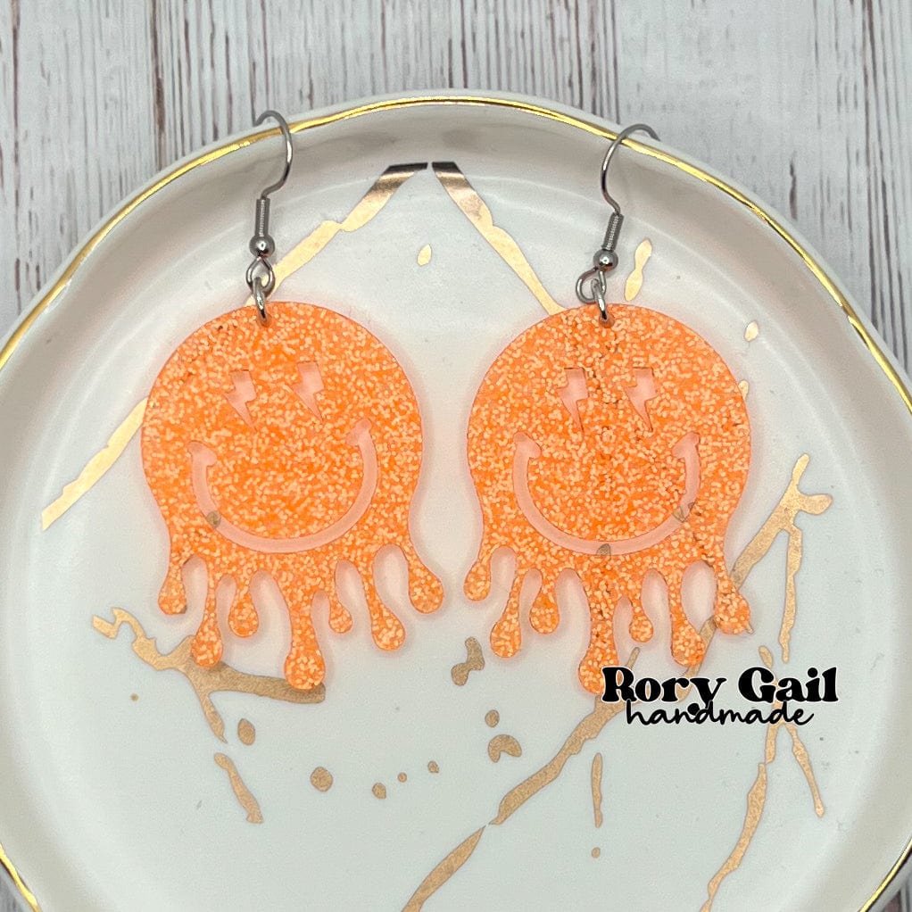 Rory Gail Handmade Orange Drippy Acrylic Earrings