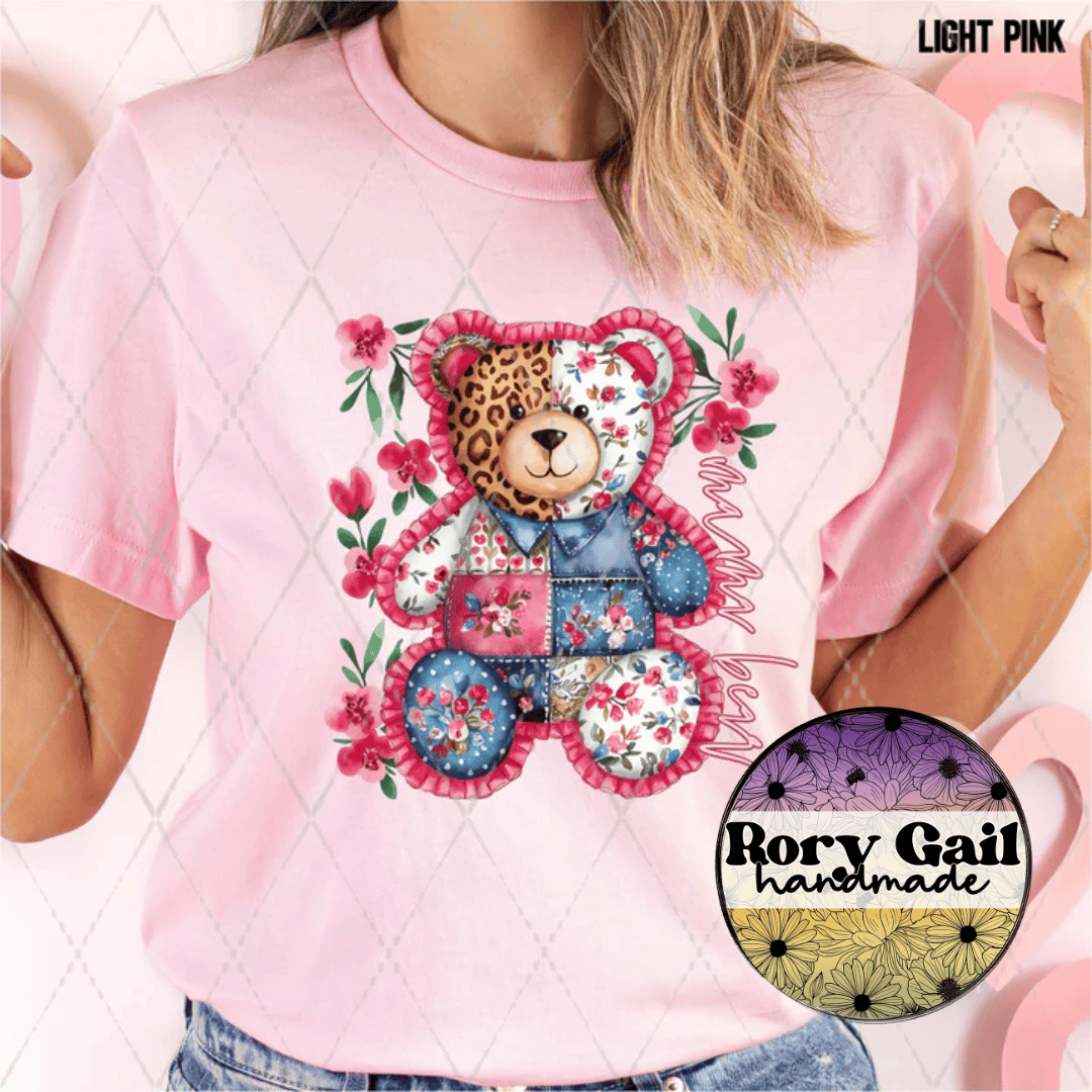 CSDS Patchwork Teddy Mama Bear Adult Graphic Tee