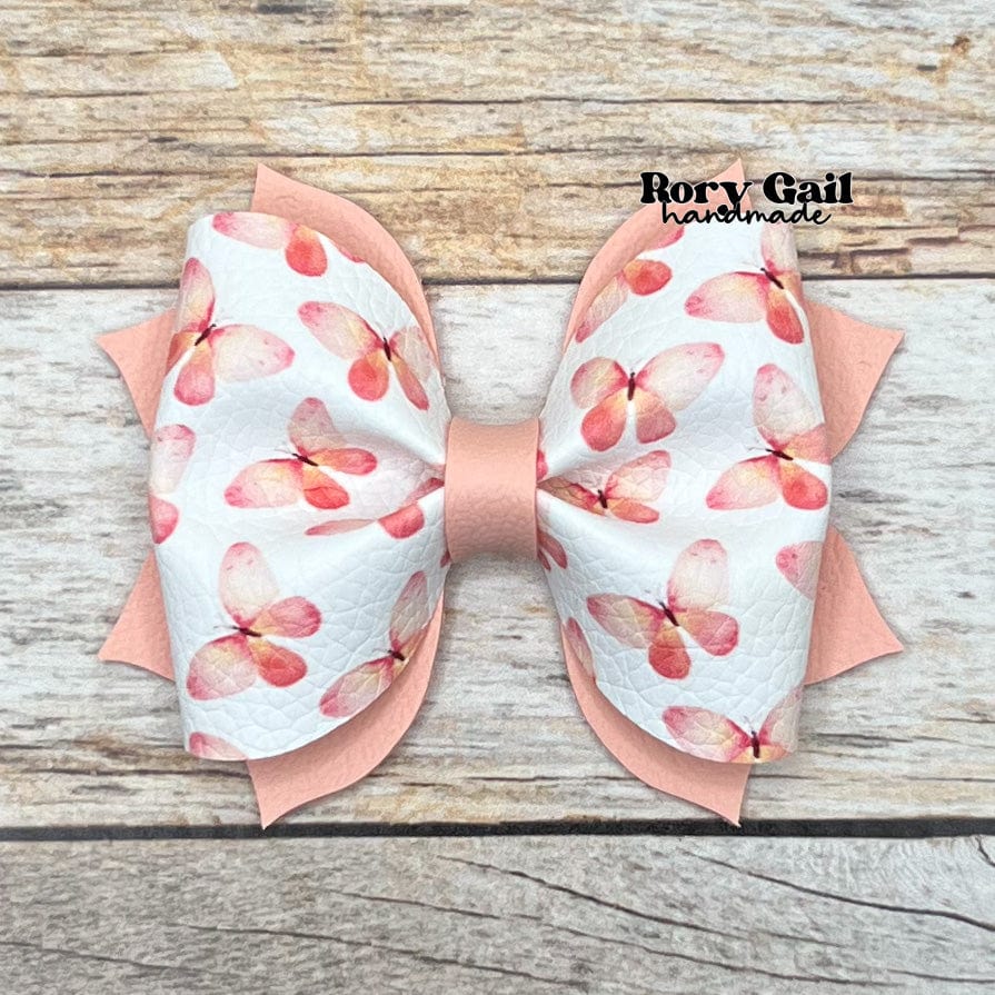 Rory Gail Handmade Peach Butterfly 3 inch Pinch Bow