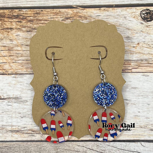 Rory Gail Handmade RWB Pops Acrylic Earrings