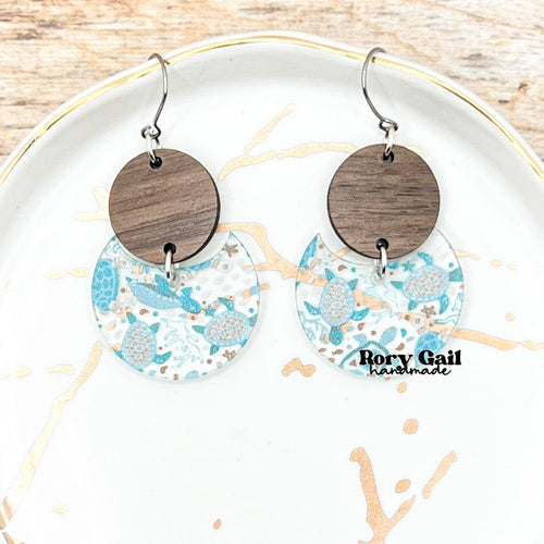 Rory Gail Handmade Sea Turtles Wood and Acrylic Earrings