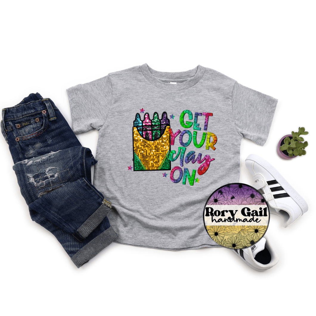 Rory Gail Handmade Shirt Get Your Cray On Faux Glitter Toddler/Youth