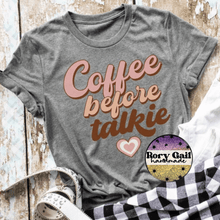 Load image into Gallery viewer, Rory Gail Handmade Shirts &amp; Tops Coffee Before Talkie Adult Tee
