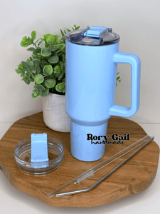 Rory Gail Handmade Sky Blue Just Breathe 40oz Quencher