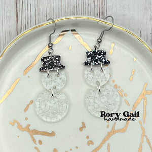 Rory Gail Handmade Snowman Dangle Acrylic Earrings