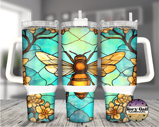 Rory Gail Handmade Stained Glass Bee 40oz Quencher