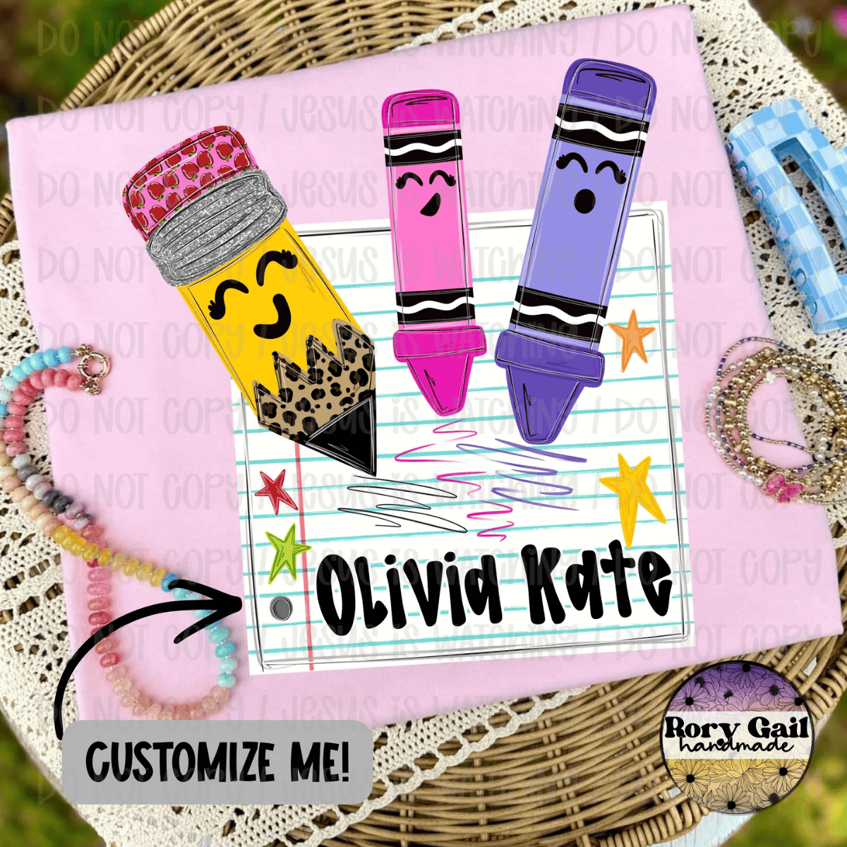 OCo T-Shirt Back To School Notebook Girl Kids Tee