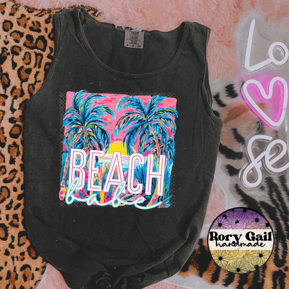 Neon Flamingo T-Shirt Beach Babe Tee