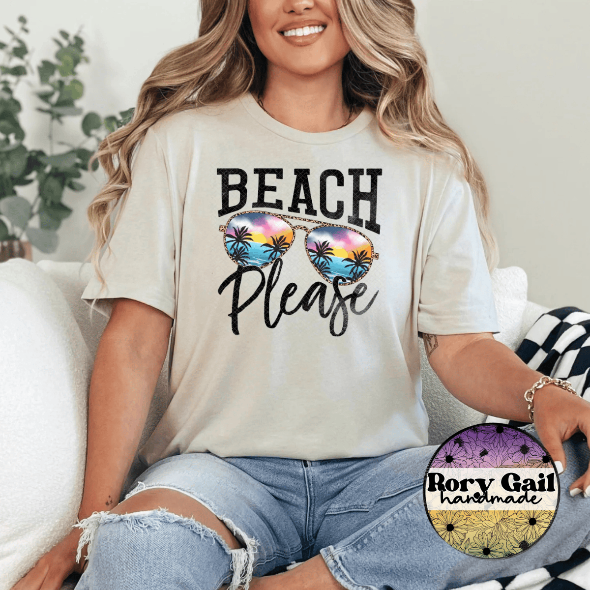 Neon Flamingo T-Shirt Beach Please Tee