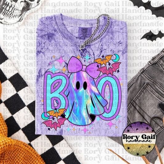 OCo T-Shirt Boo Holographic Ghost Halloween Tee – Kids