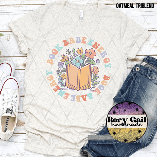 Rory Gail Handmade T-Shirt Book Babe Energy Adult Tee