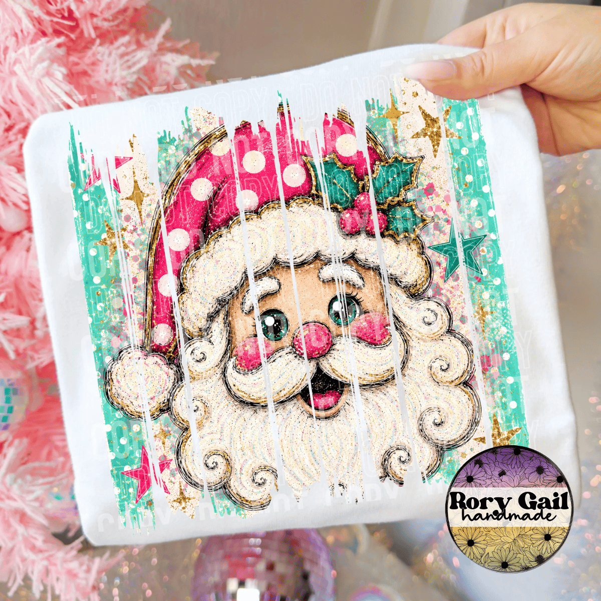 OCo T-Shirt Brushstroke Pink Santa Tee