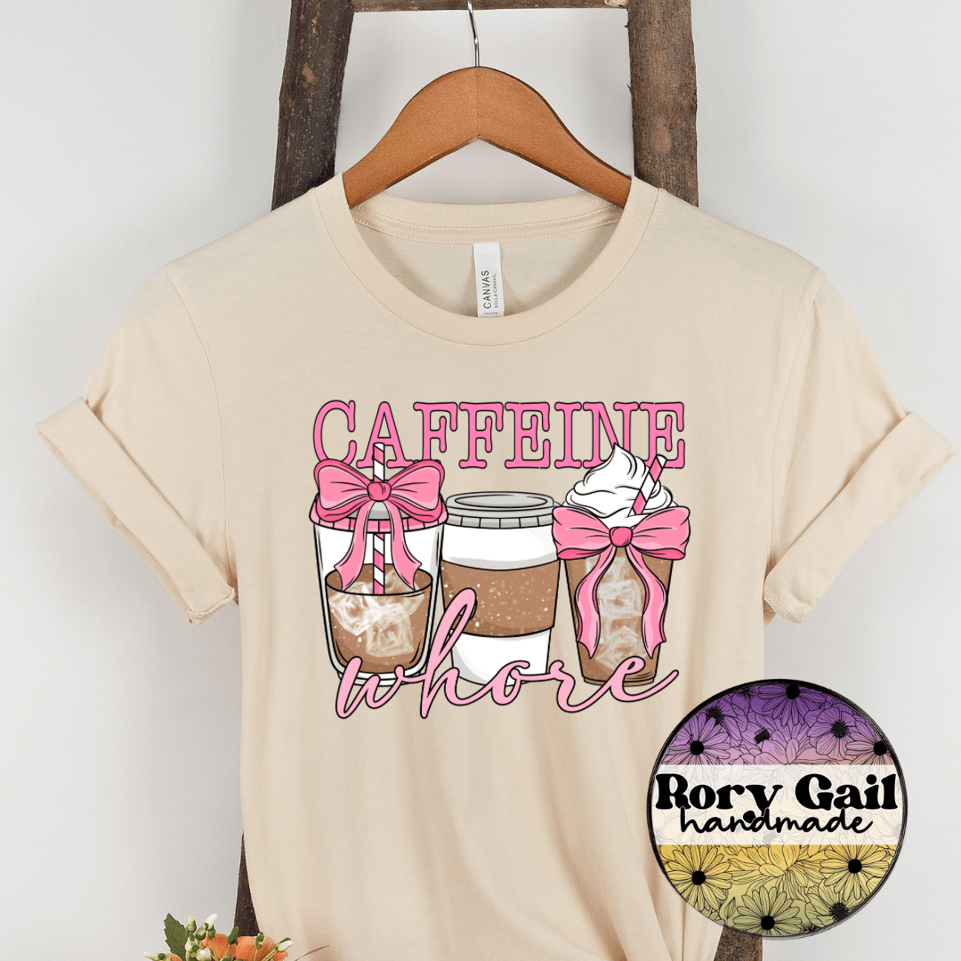 Rory Gail Handmade T-Shirt Caffeine Whore Adult Tee