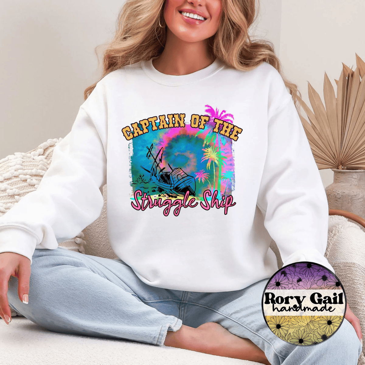 Neon Flamingo T-Shirt Captain of the Struggle Ship Tee