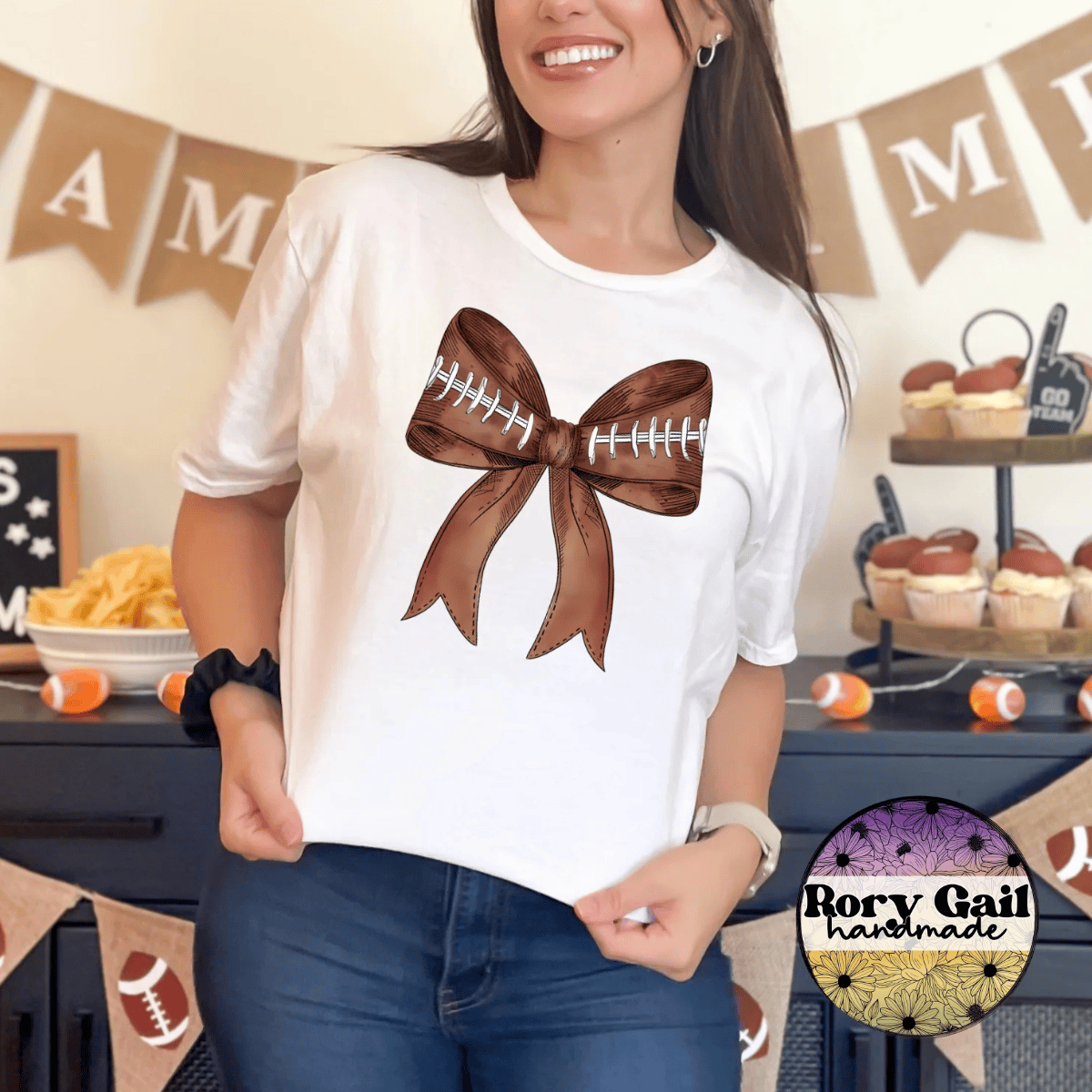 Neon Flamingo T-Shirt Coquette Football Bow 1 Kids