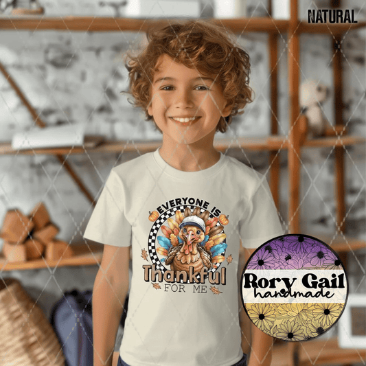 Rory Gail Handmade T-Shirt Everyone Is Thankful For Me (Boy Turkey) Toddler/Youth Tee