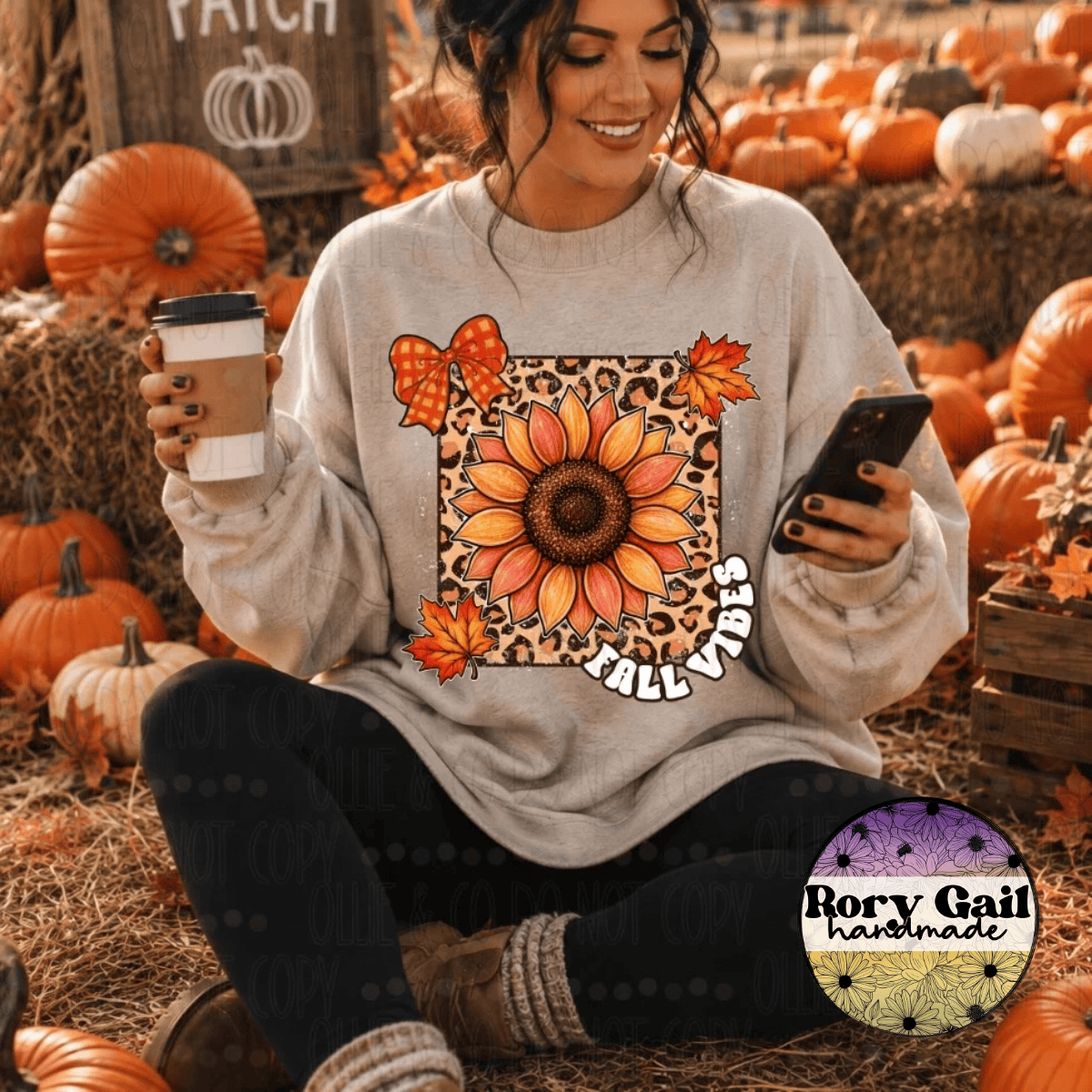 OCo T-Shirt Fall Vibes Leopard Sunflower Adult