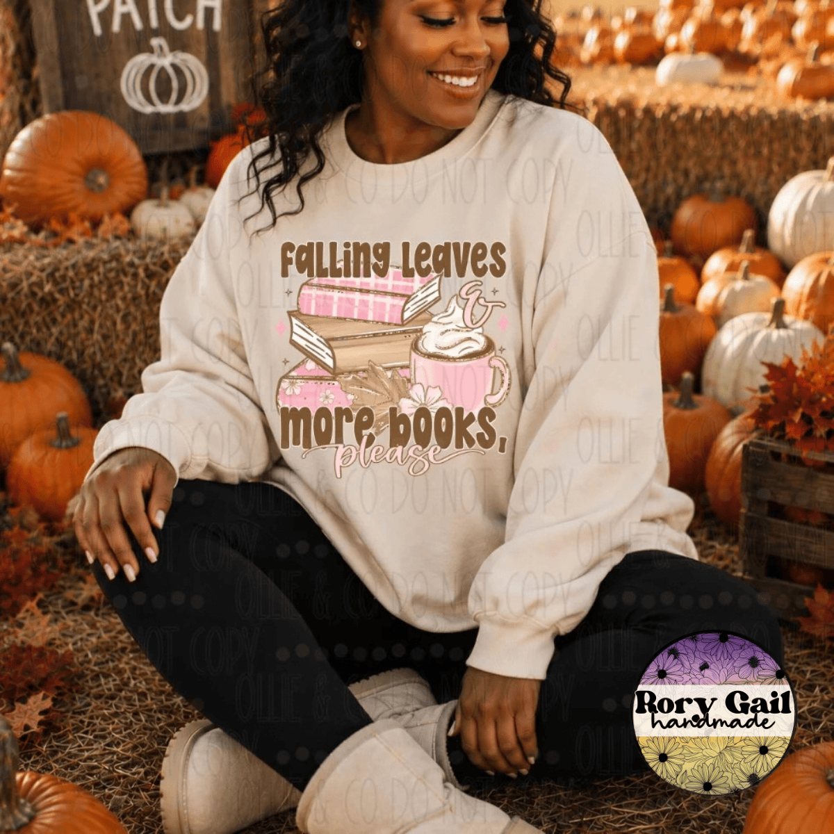 OCo T-Shirt Falling Leaves & More Books, Please Tee