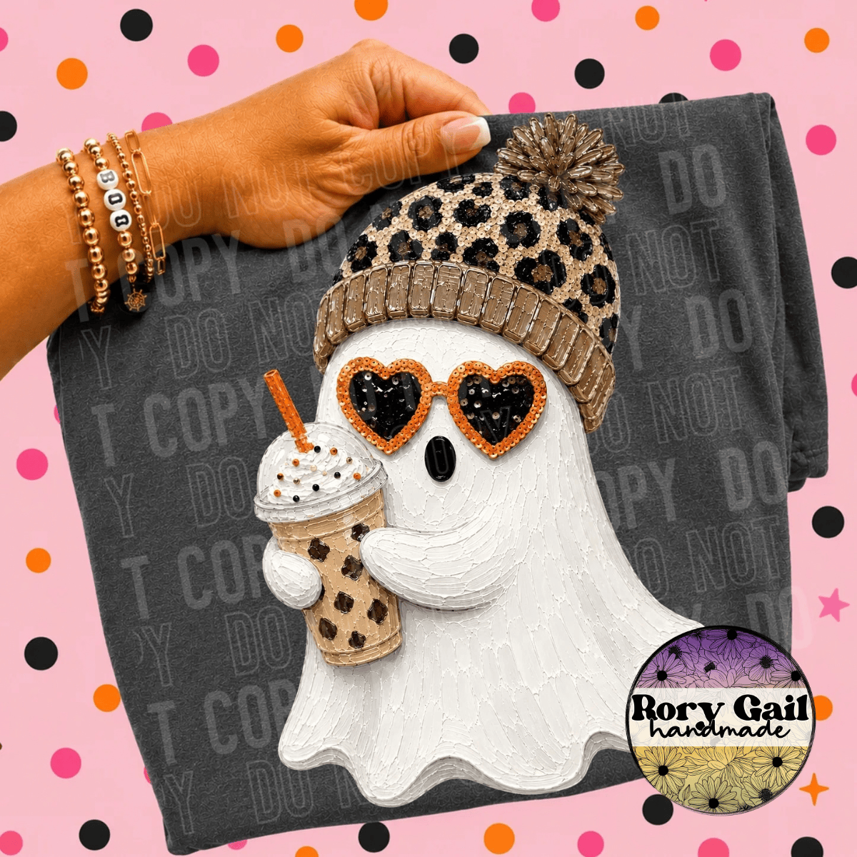 OCo T-Shirt Faux Sequins Fall Ghostie Adult