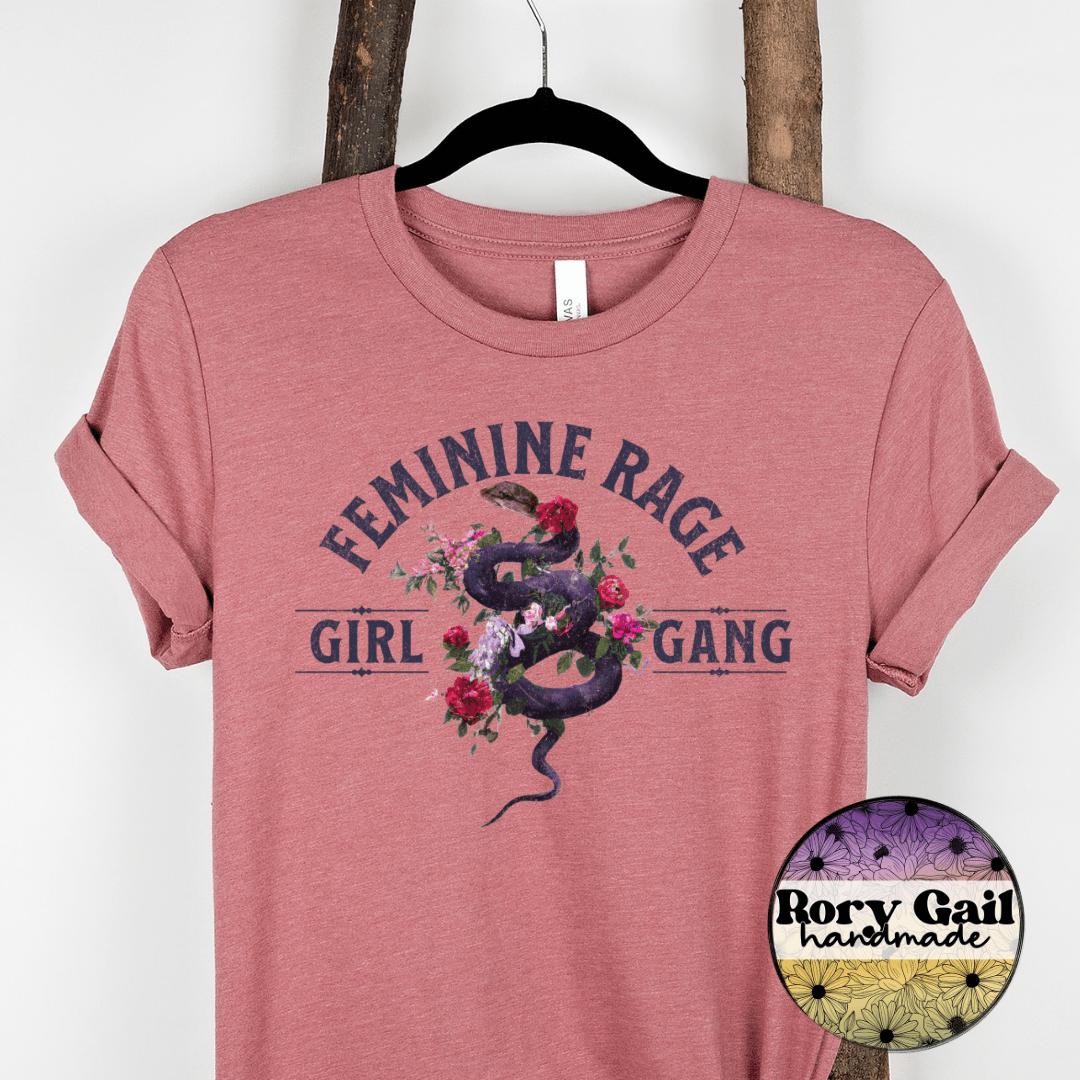 Rory Gail Handmade T-Shirt Feminine Rage Girl Gang Adult Tee