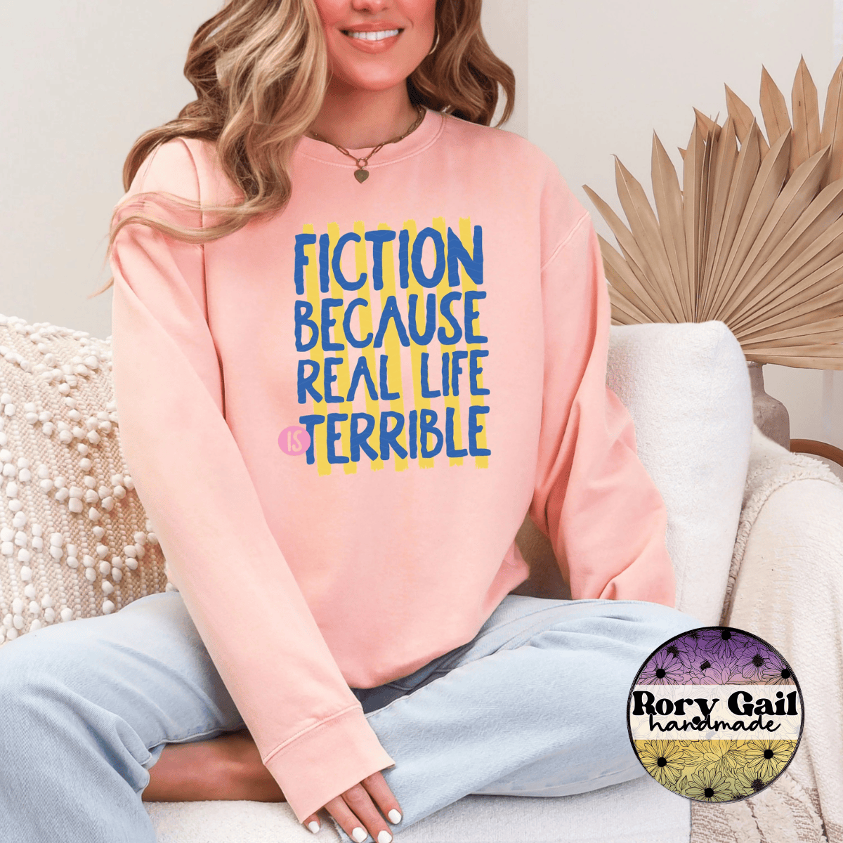 Neon Flamingo T-Shirt Fiction Because Real Life Is Terrible Tee