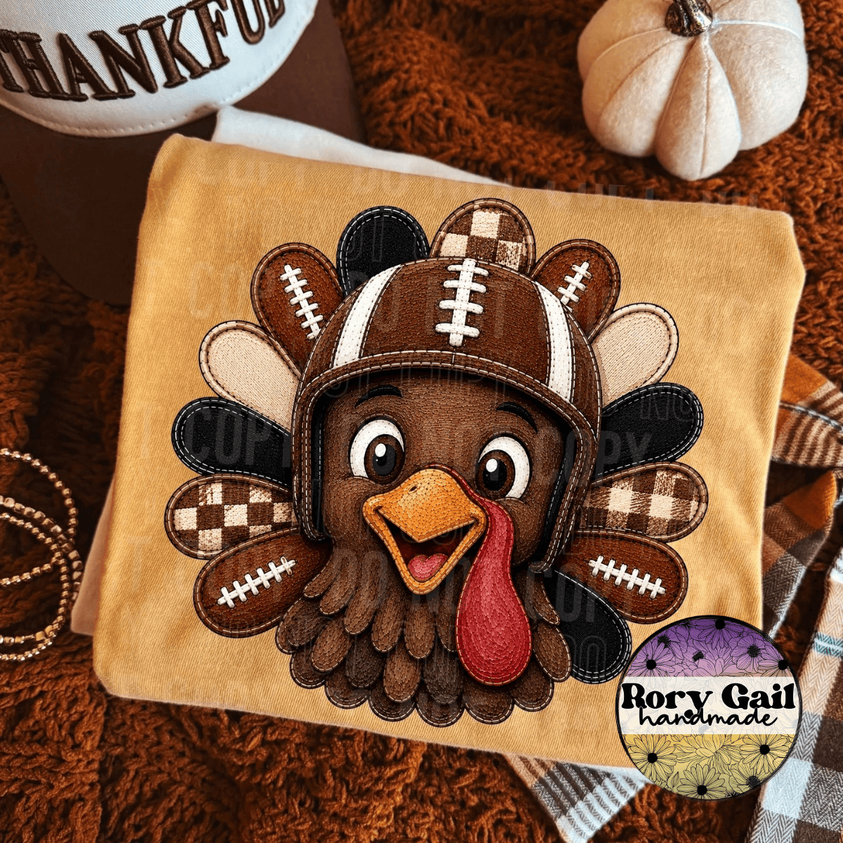 OCo T-Shirt Football Turkey Faux Embroidery Adult