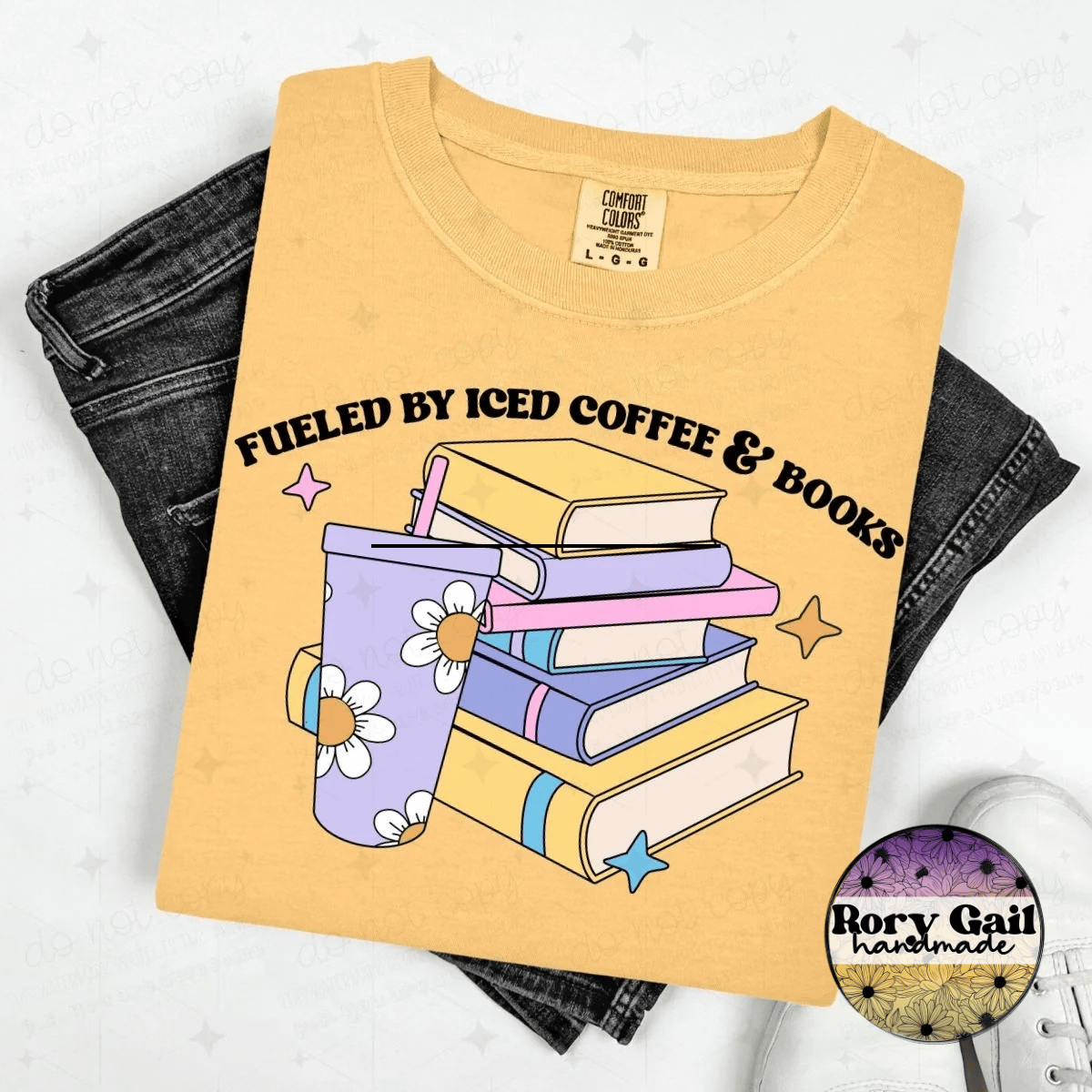 OCo T-Shirt Fueled By Iced Coffee & Books Tee