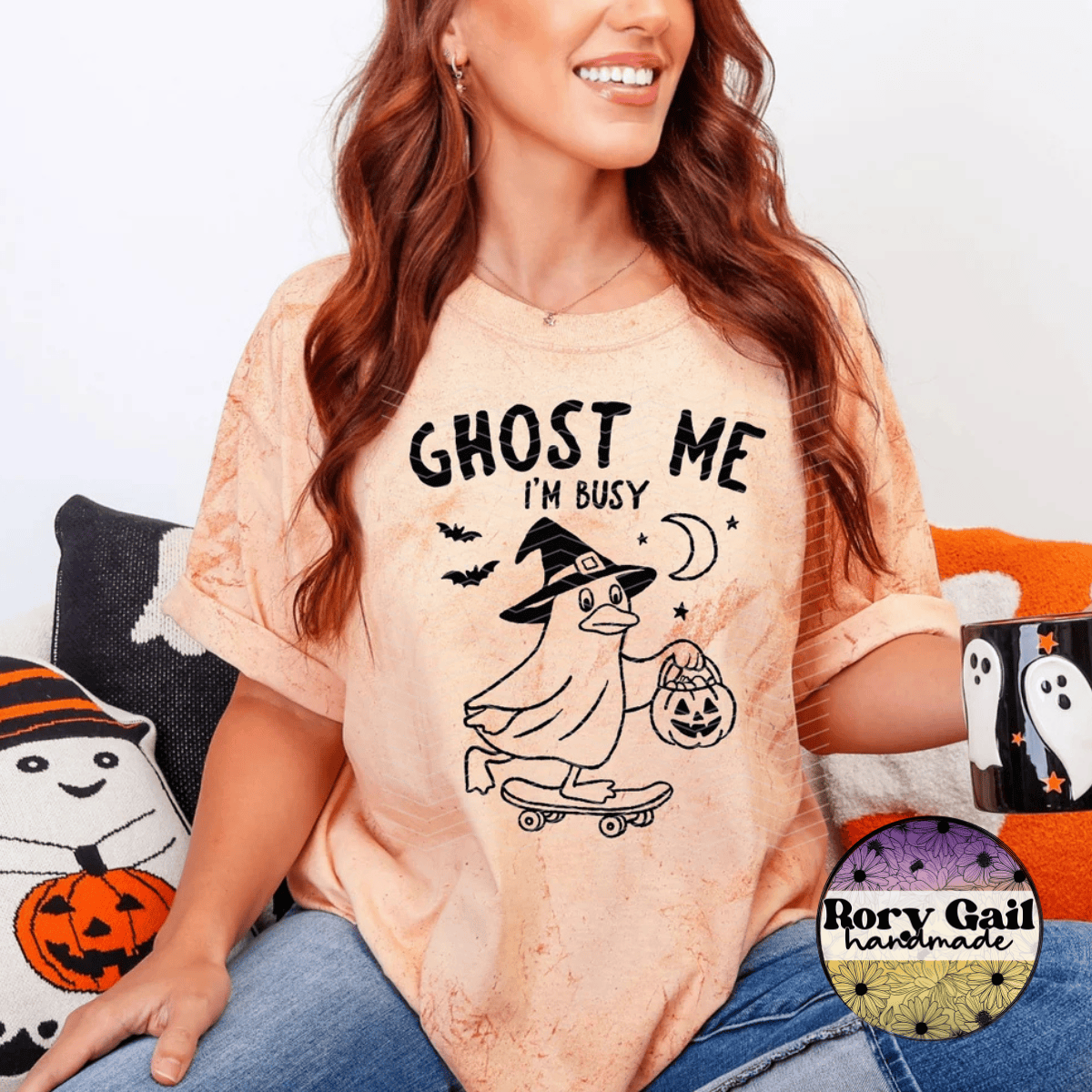 Neon Flamingo T-Shirt Ghost Me I'm Busy Adult