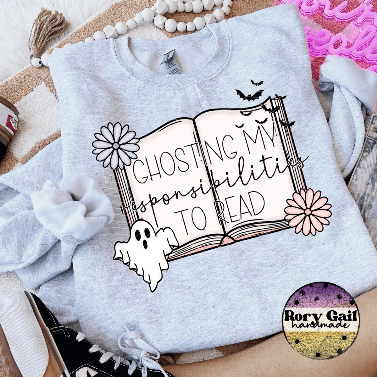 Neon Flamingo T-Shirt Ghosting My Responsibilities To Read Adult