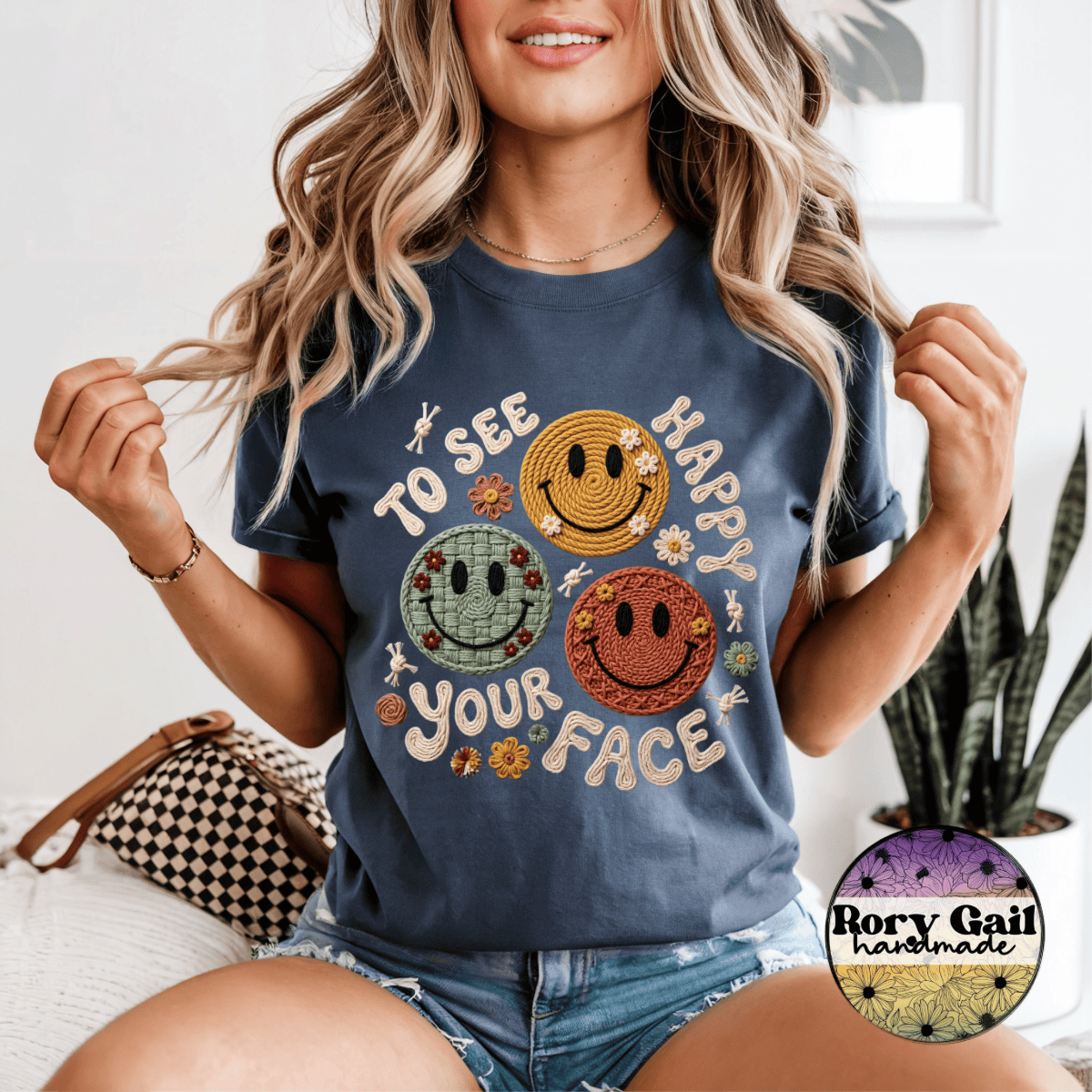 Rory Gail Handmade T-Shirt Happy To See Your Face