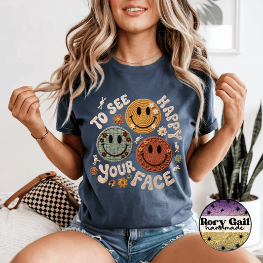 Rory Gail Handmade T-Shirt Happy To See Your Face