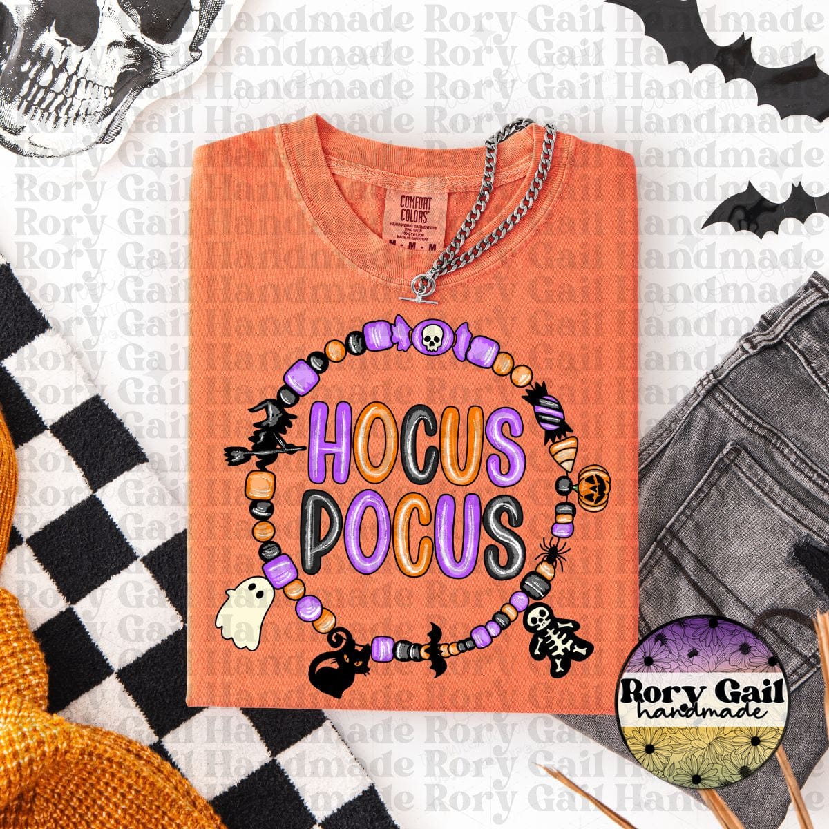 OCo T-Shirt Hocus Pocus Beaded Circle Halloween Graphic Tee – Adult