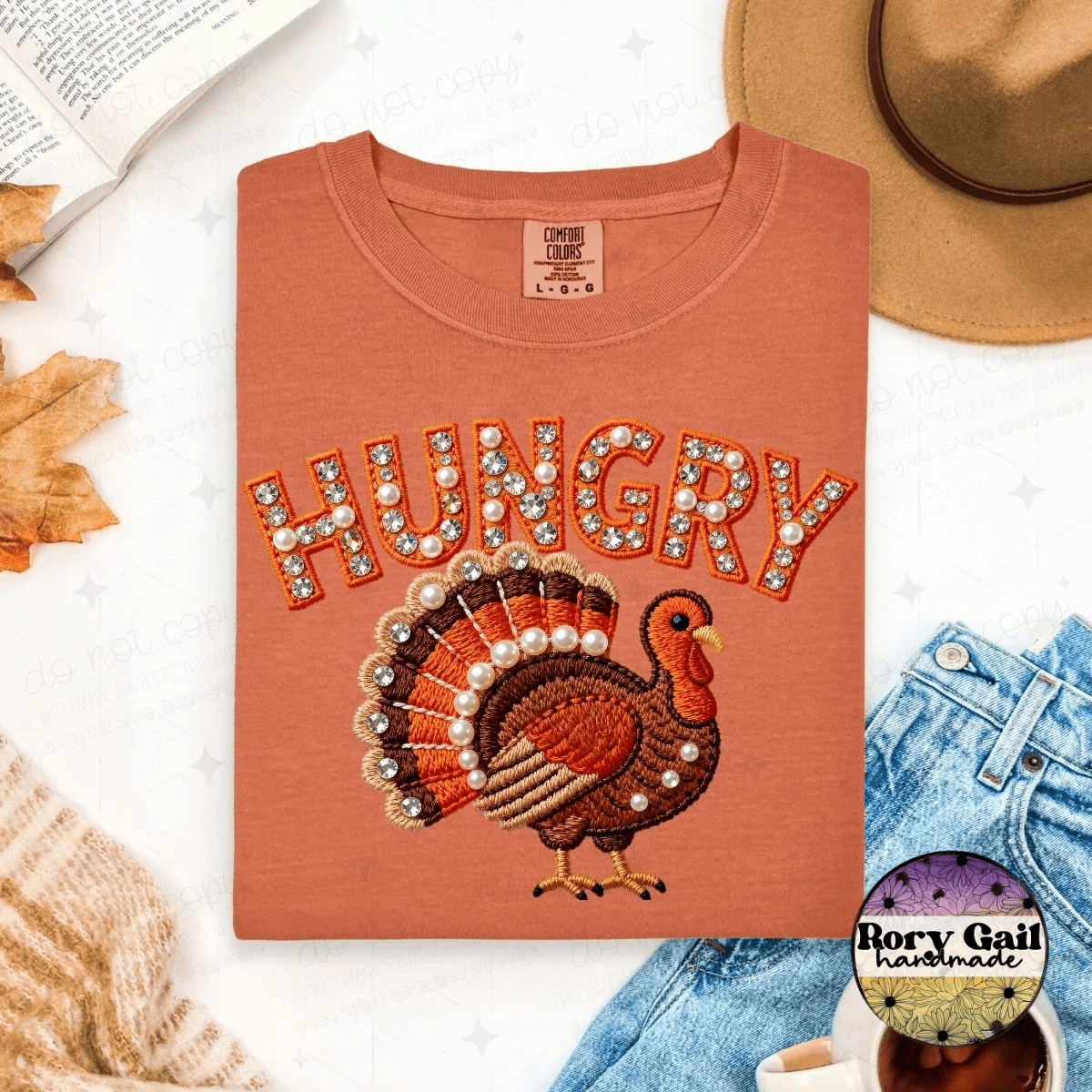 OCo T-Shirt Hungry Turkey Faux Rhinestones Adult
