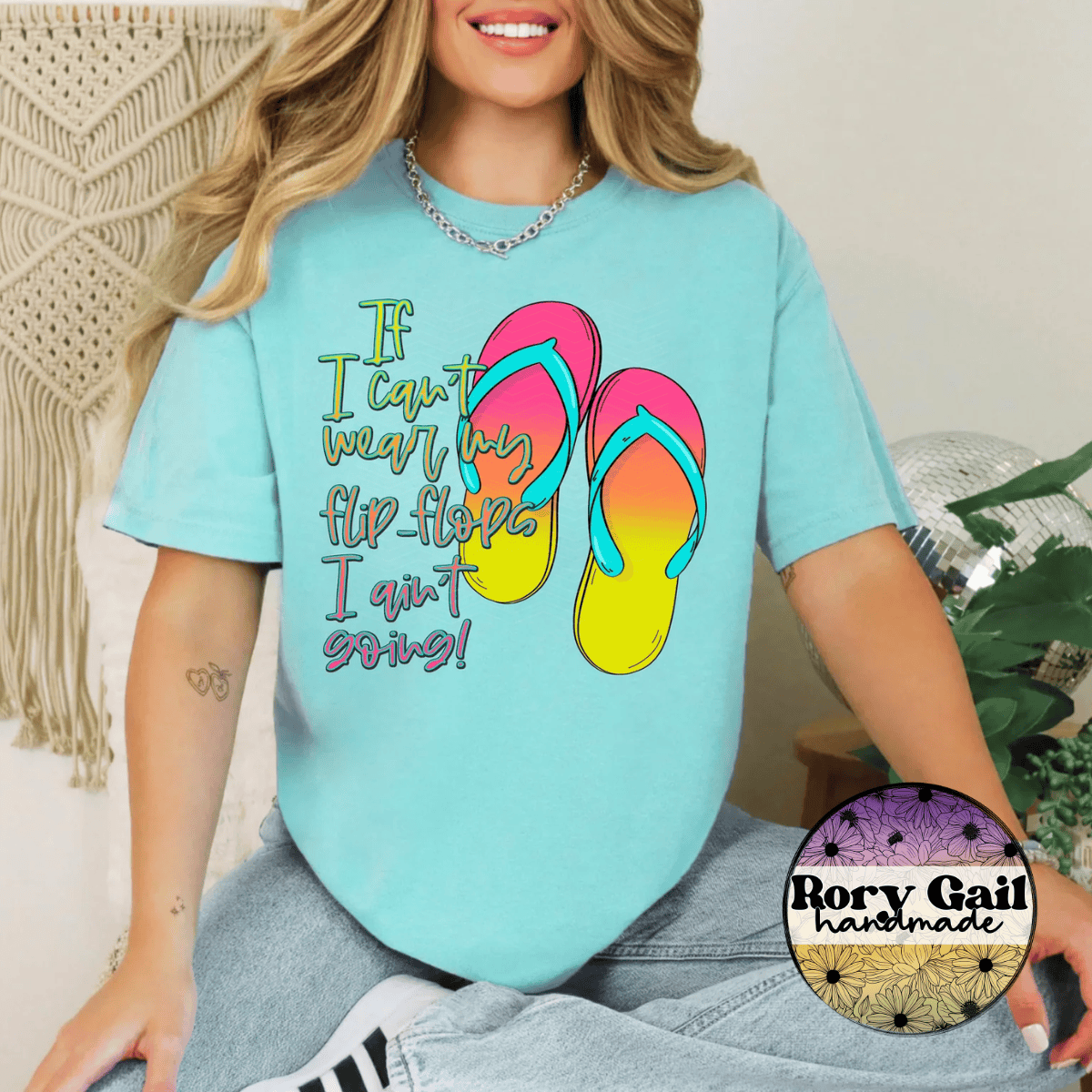 Neon Flamingo T-Shirt If I Can't Wear My Flip Flops Tee