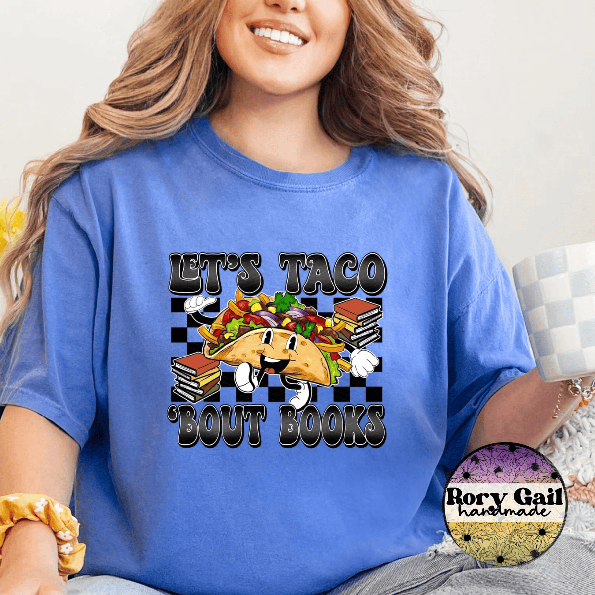 Neon Flamingo T-Shirt Let's Taco Bout Books Tee