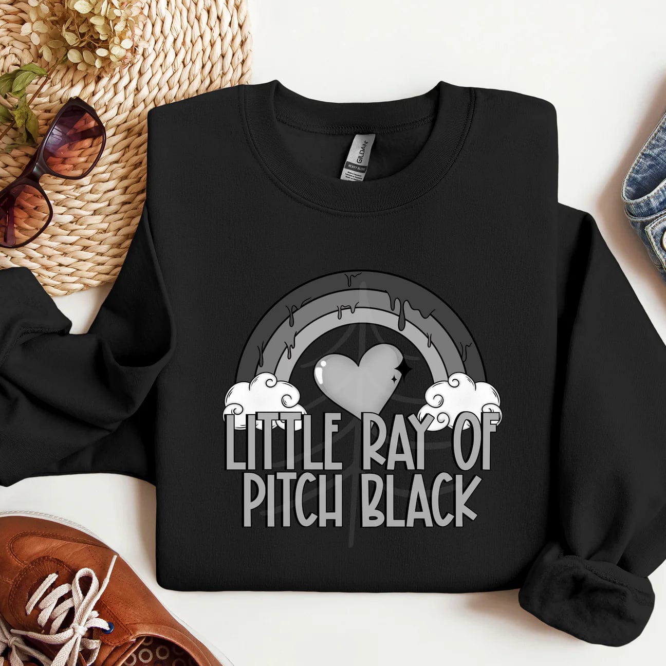 Rory Gail Handmade T-Shirt Little Ray of Pitch Black Adult Tee