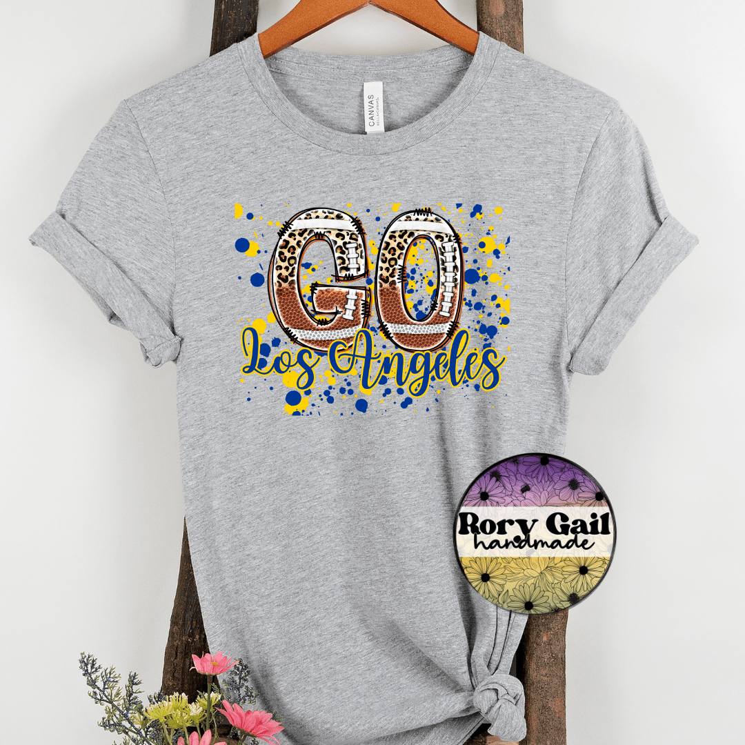 Rory Gail Handmade T-Shirt Los Angeles (Dark Blue/Yellow) Football Cities Adult Tee