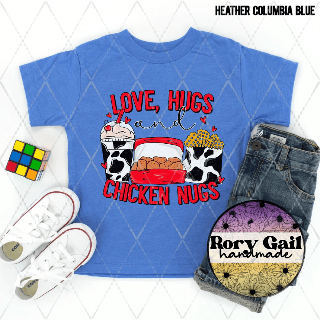 Rory Gail Handmade T-Shirt Love Hugs Chicken Nugs Toddler/Youth Tee