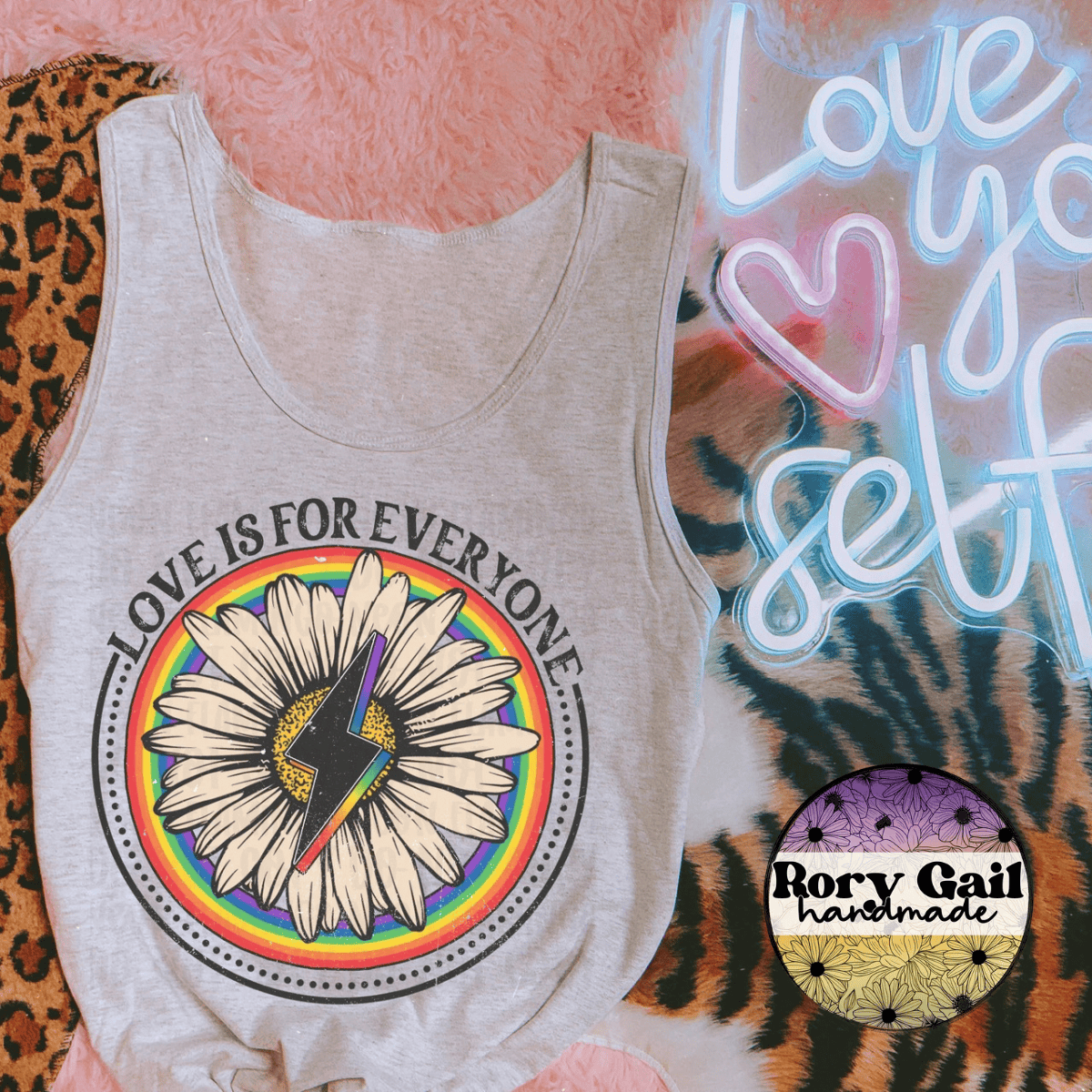 Neon Flamingo T-Shirt Love Is for Everyone Tee