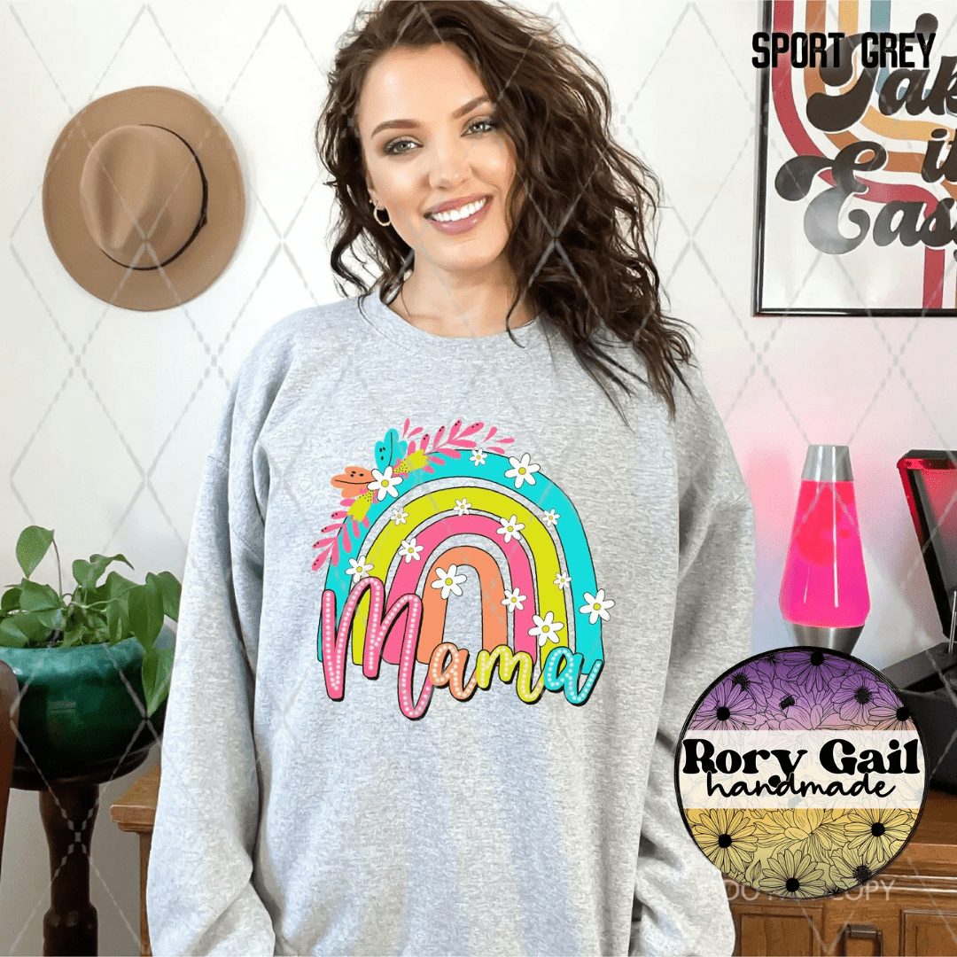 Rory Gail Handmade T-Shirt Mama Bright Rainbow Adult Tee