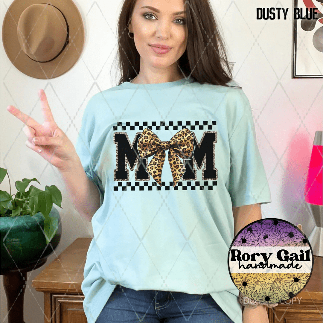 Rory Gail Handmade T-Shirt Mom Leopard Bow Adult Tee