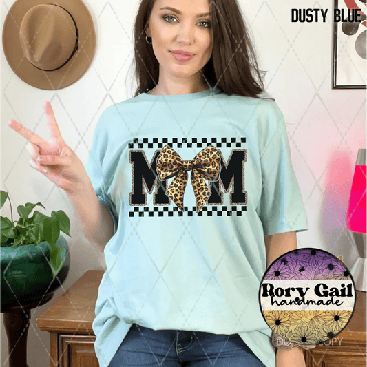 Rory Gail Handmade T-Shirt Mom Leopard Bow Adult Tee