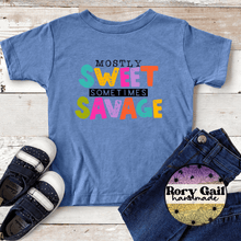 Load image into Gallery viewer, Rory Gail Handmade T-Shirt Mostly Sweet Sometimes Savage Toddler/Youth Tee
